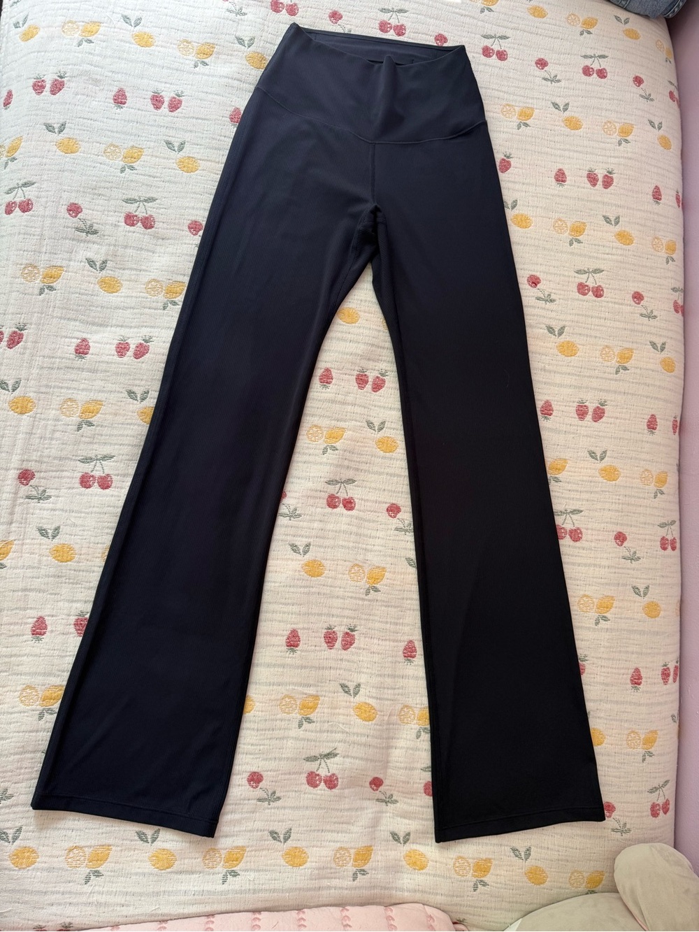 Uniqlo Airism High-Rise Soft Ribbed Flare Leggings- Navy Blue
